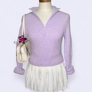 Aerie Late Night Quarter Zip Sweater Lavender size L